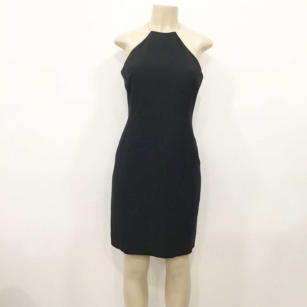 Vintage Jones New York Shift Dress Little Black‎ Dress Gold Straps SZ 6 Y2K LBD